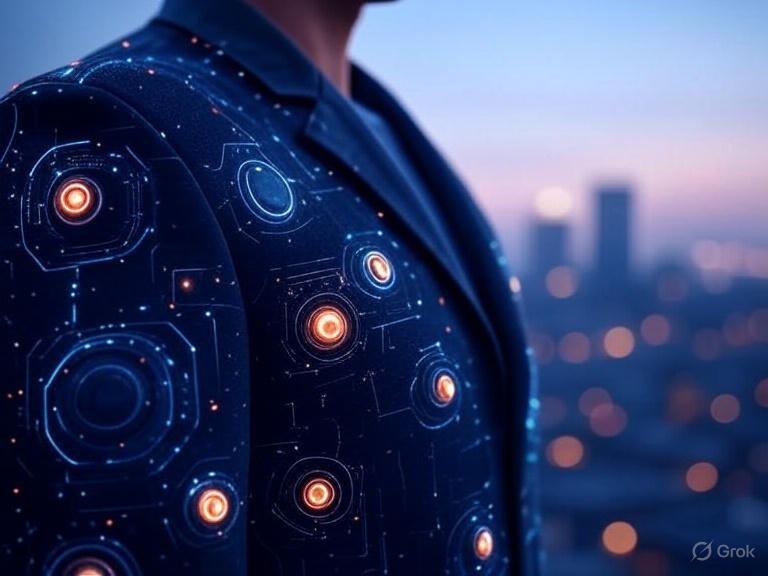 Smart clothing with AI-powered fabrics and futuristic design