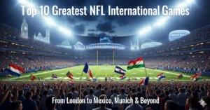 Featured image showing NFL international games across London, Mexico, and Germany stadiums with fans and flags.